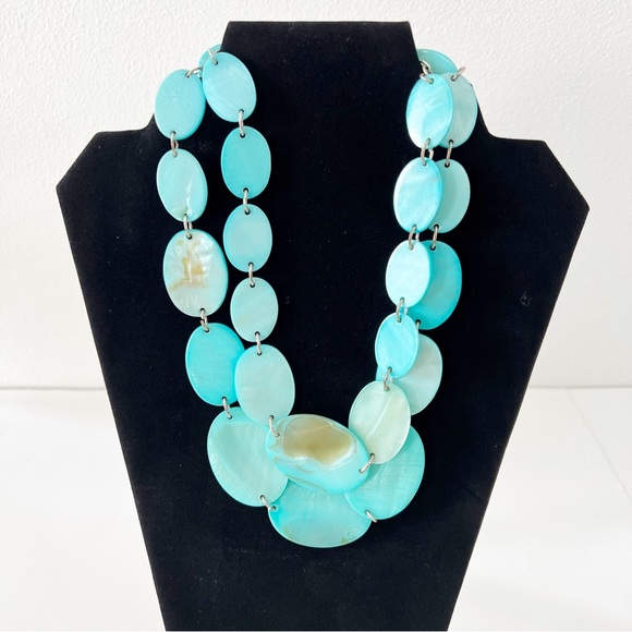 Turquoise Shell Earring and Necklace Set - Picture 3 of 4